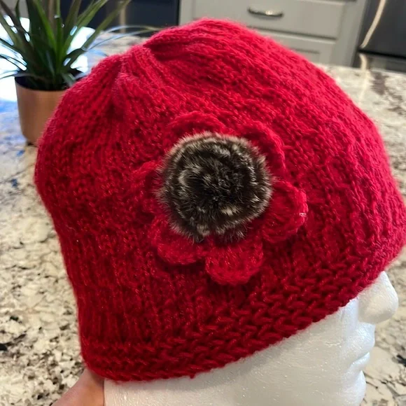 Accessories New Warm Winter Hat Double Layered With Flower On